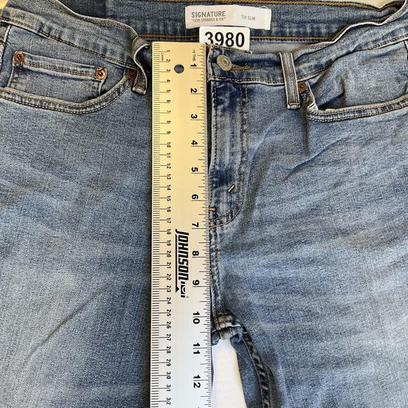 Signature Levi's Men Jeans 32X30 Blue Denim S37 Slim Classic Button Mid Rise - Picture 9 of 12